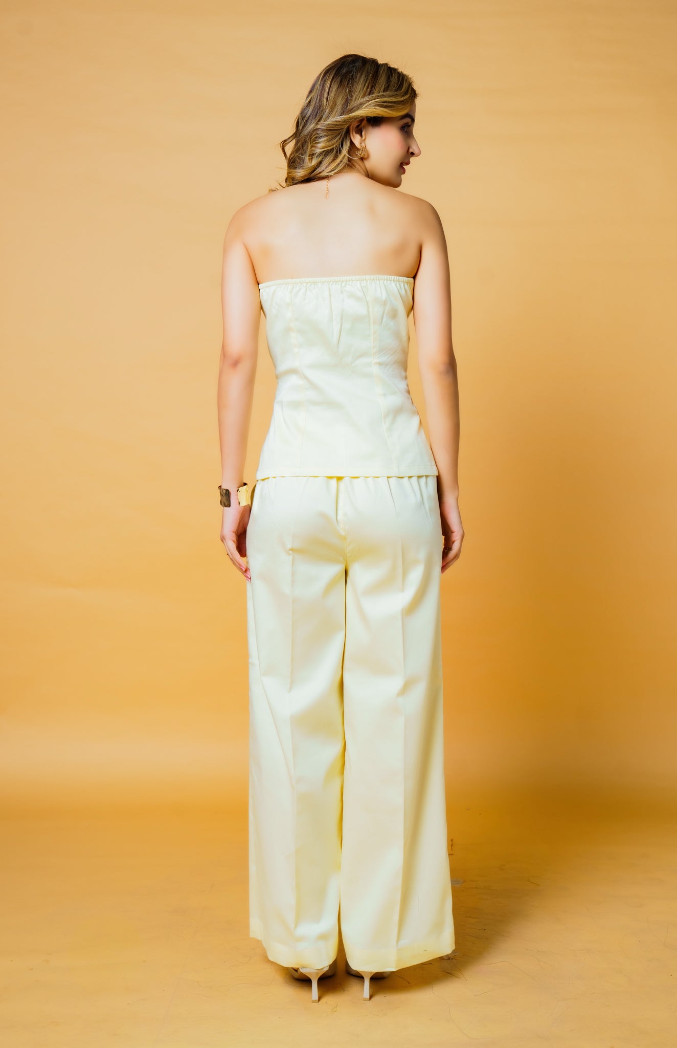 Pastel Yellow Off Shoulder Co-ord Set