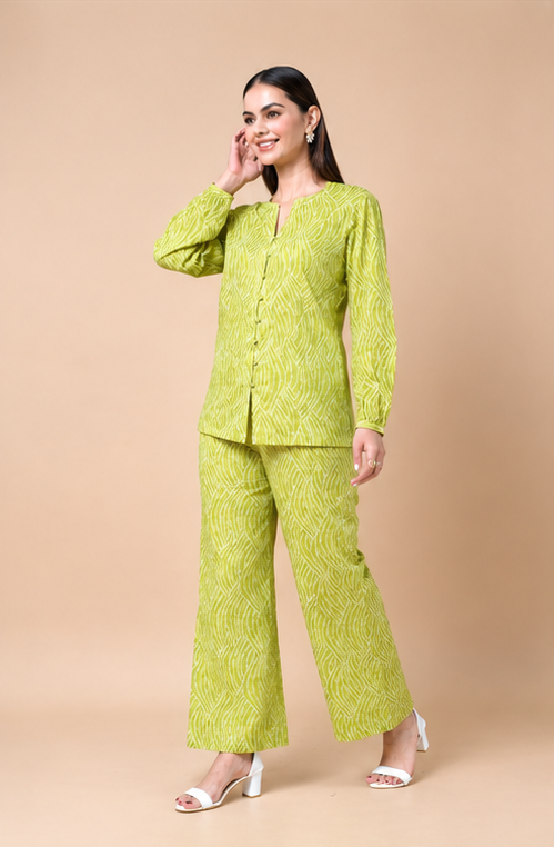 Green Bandhej Cotton Co-ord set