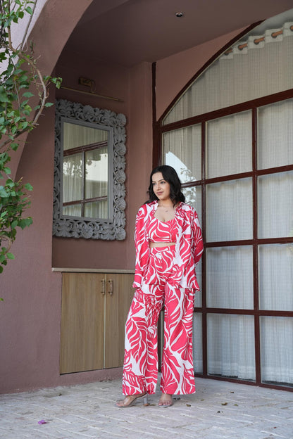 Red Abstract Bralette Co-ord Set