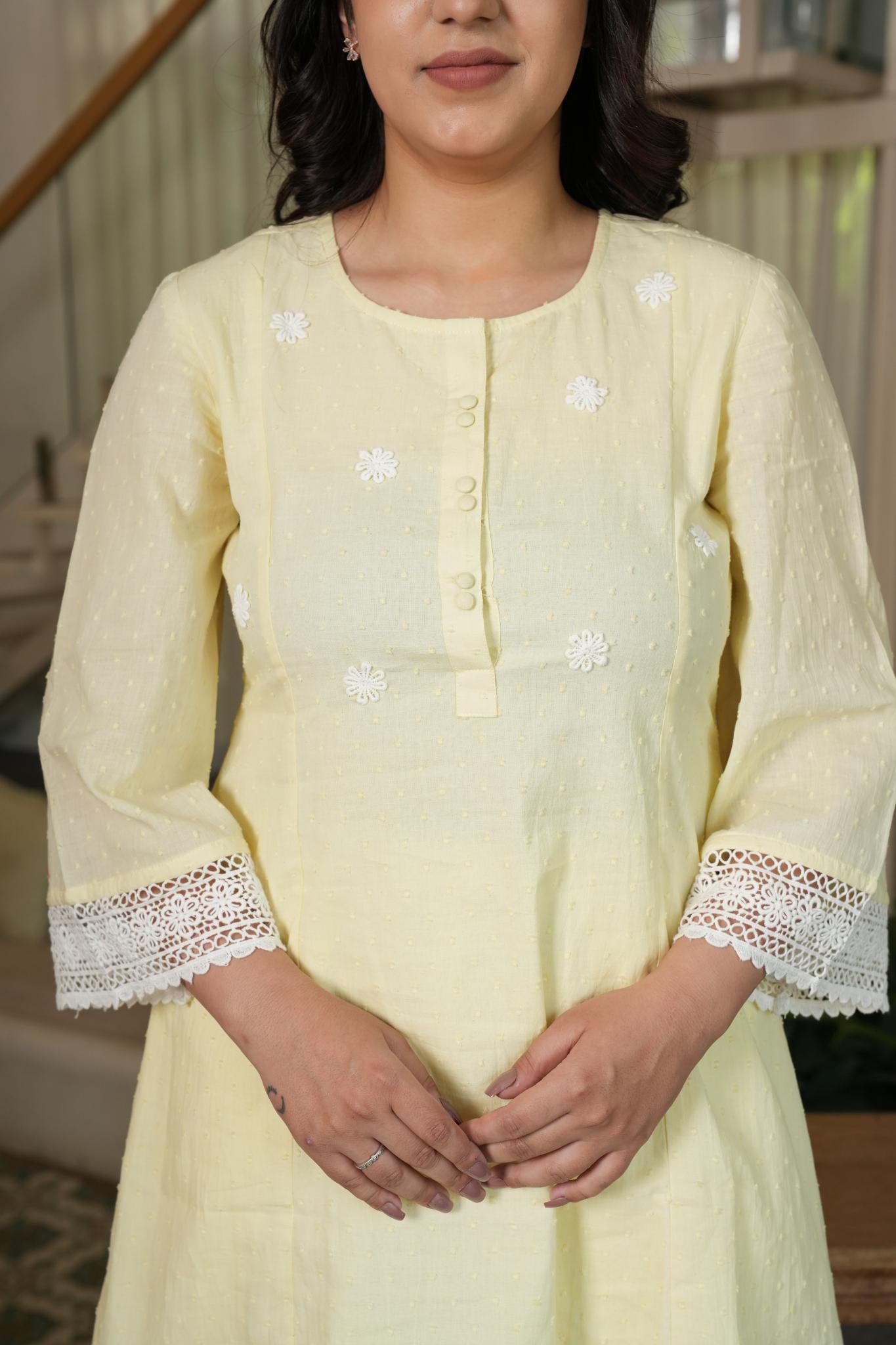 Pastel Yellow Cotton Co-ord Set
