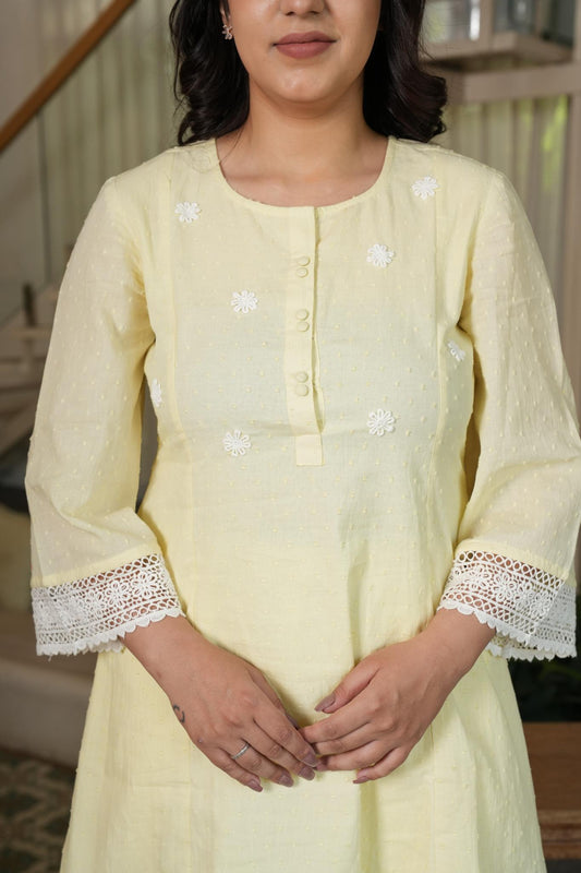 Pastel Yellow Cotton Co-ord Set