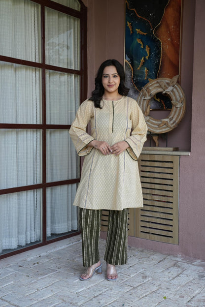 Beige Cotton Co-ord Set