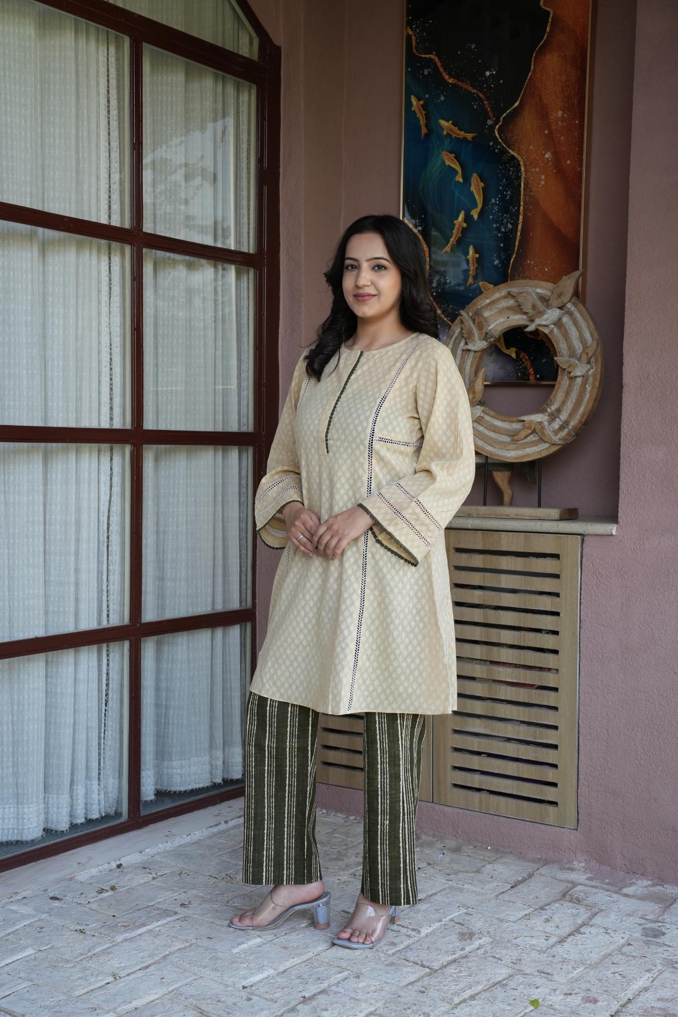 Beige Cotton Co-ord Set