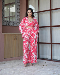 Red Tropical Bralette Co-ord Set