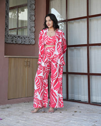 Red Tropical Bralette Co-ord Set