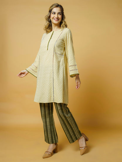 Beige Cotton Kurta Set