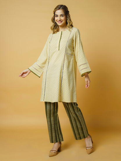 Beige Cotton Kurta Set