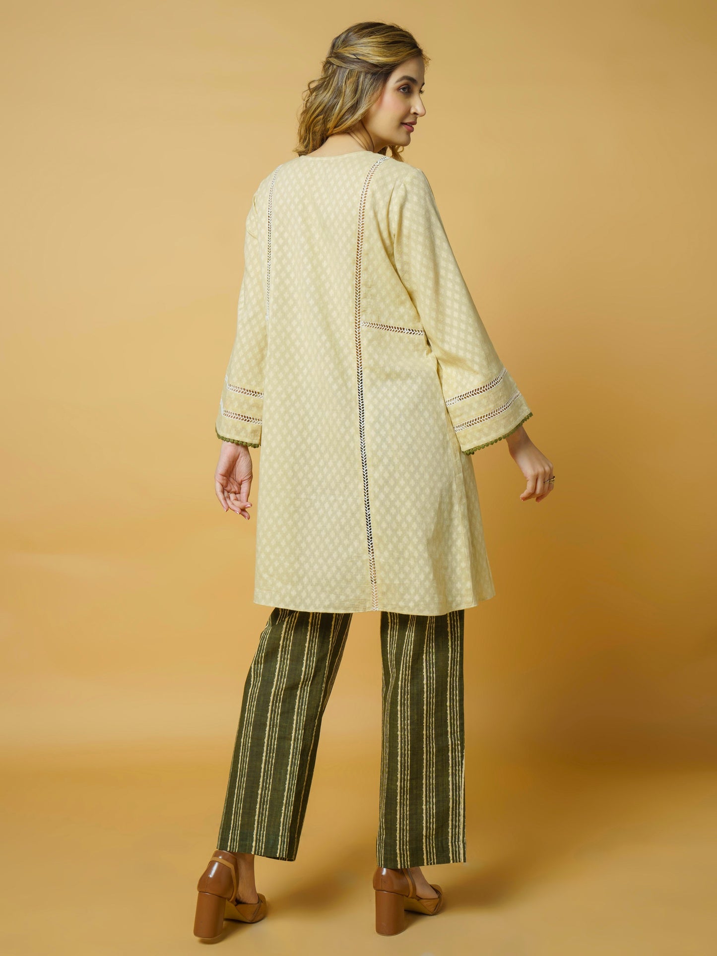 Beige Cotton Kurta Set