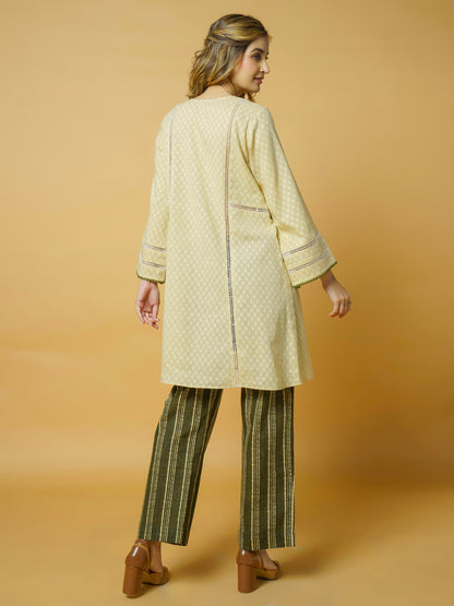 Beige Cotton Kurta Set