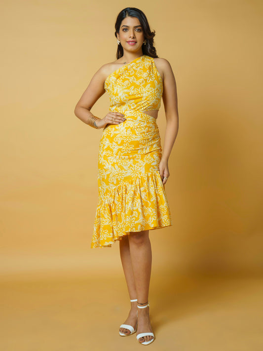 Sunlit Bloom One Shoulder Dress