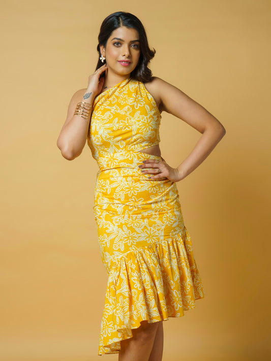 Sunlit Bloom One Shoulder Dress