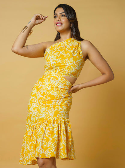 Sunlit Bloom One Shoulder Dress