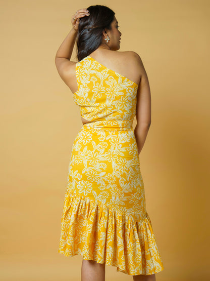 Sunlit Bloom One Shoulder Dress