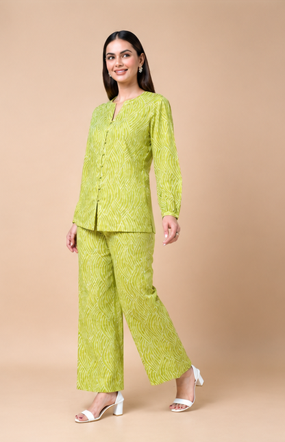 Green Bandhej Cotton Co-ord set