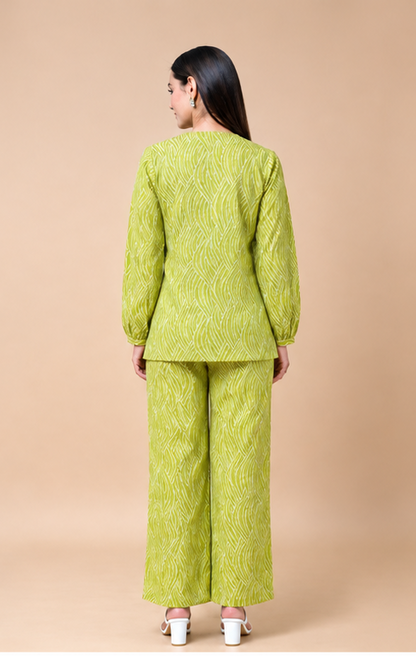 Green Bandhej Cotton Co-ord set