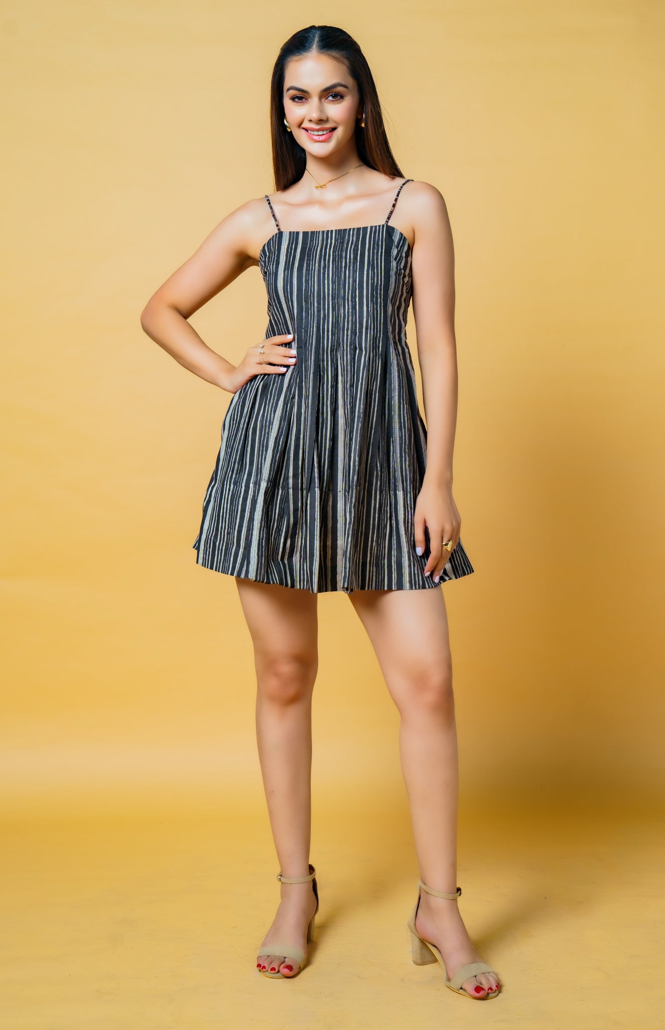 Vertical Black Short Dress