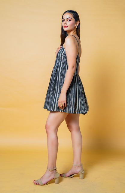 Vertical Black Short Dress
