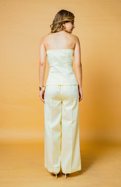 Pastel Yellow Off Shoulder Co-ord Set