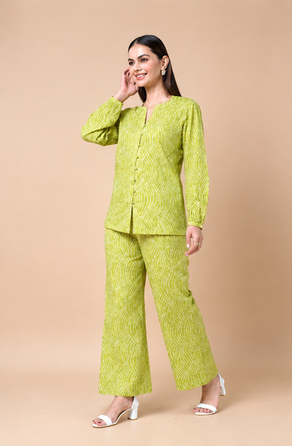 Green Bandhej Cotton Co-ord set
