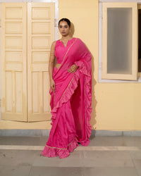 Fuchsia Bloom Saree