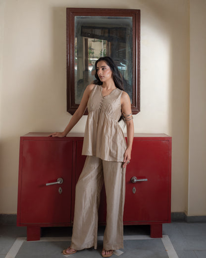 Champegne Gold Plazo set