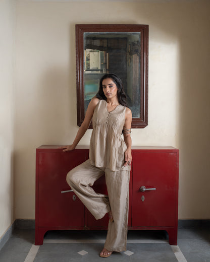 Champegne Gold Plazo set