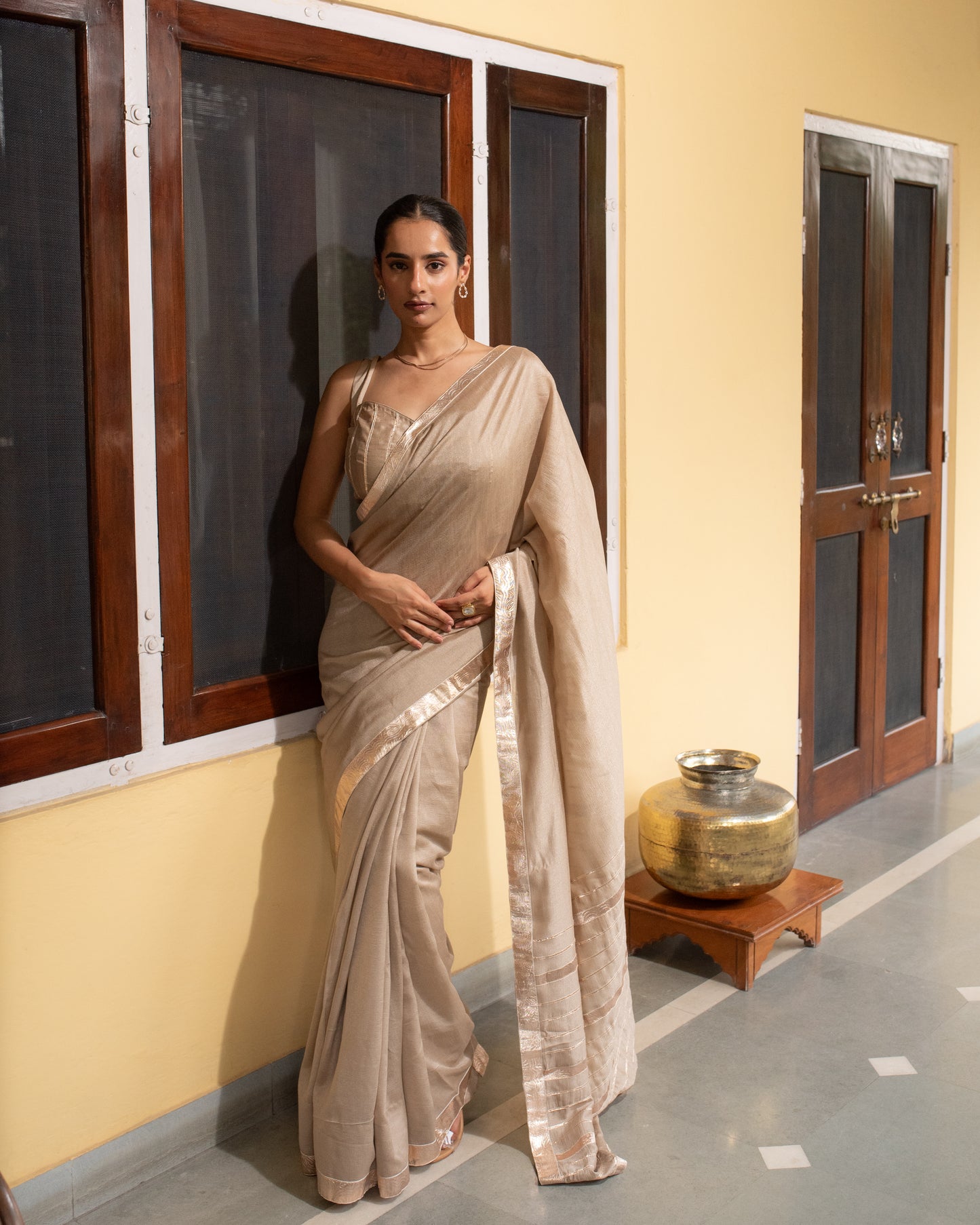 Champagne Rose Gold Saree