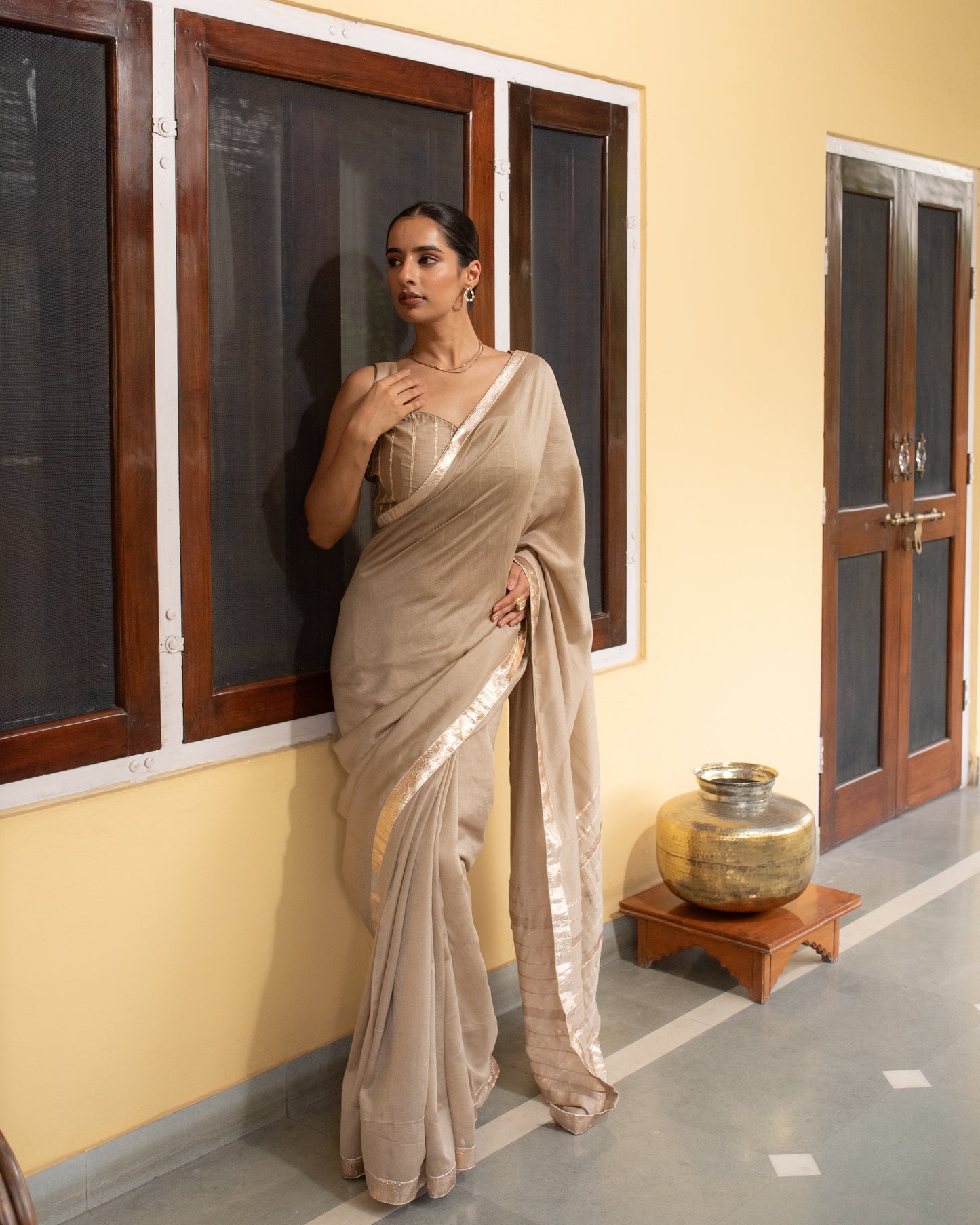 Champagne Rose Gold Saree