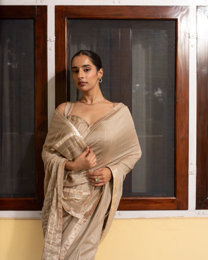 Champagne Rose Gold Saree