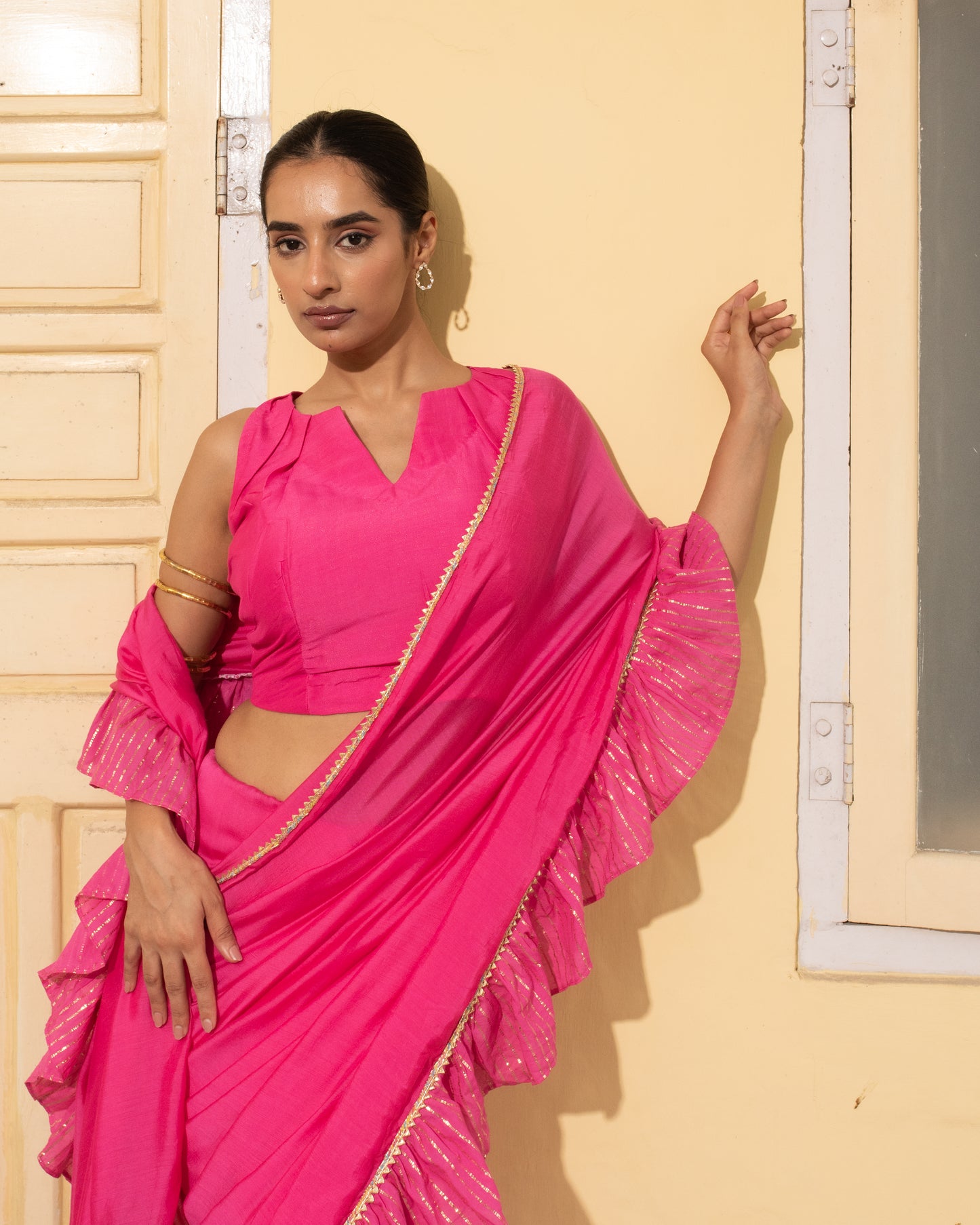 Bember Modal Fuchsia Bloom Saree