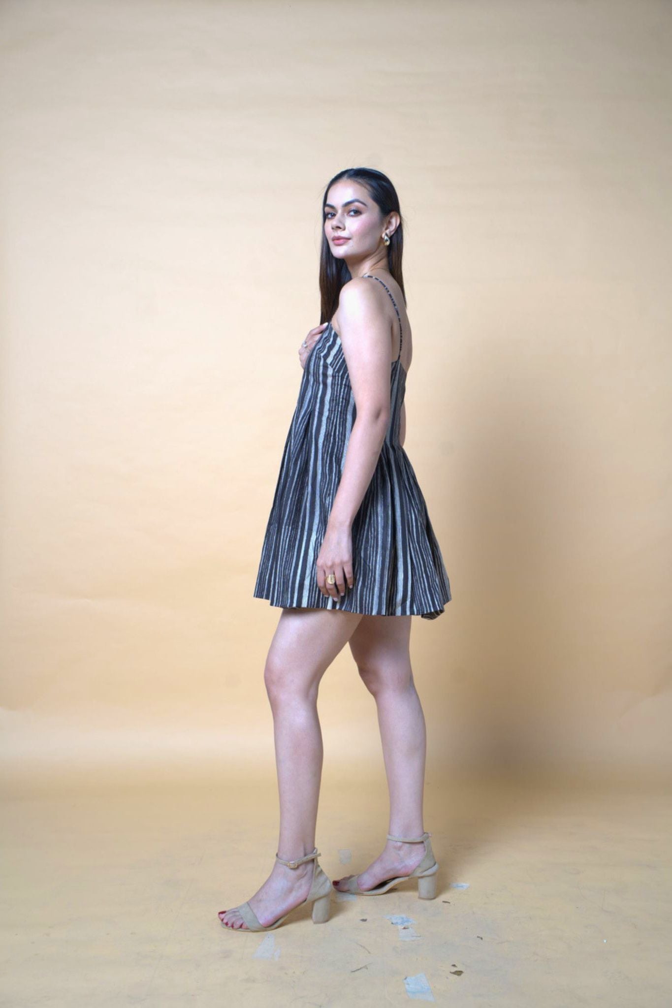 Vertical Black Short Dress