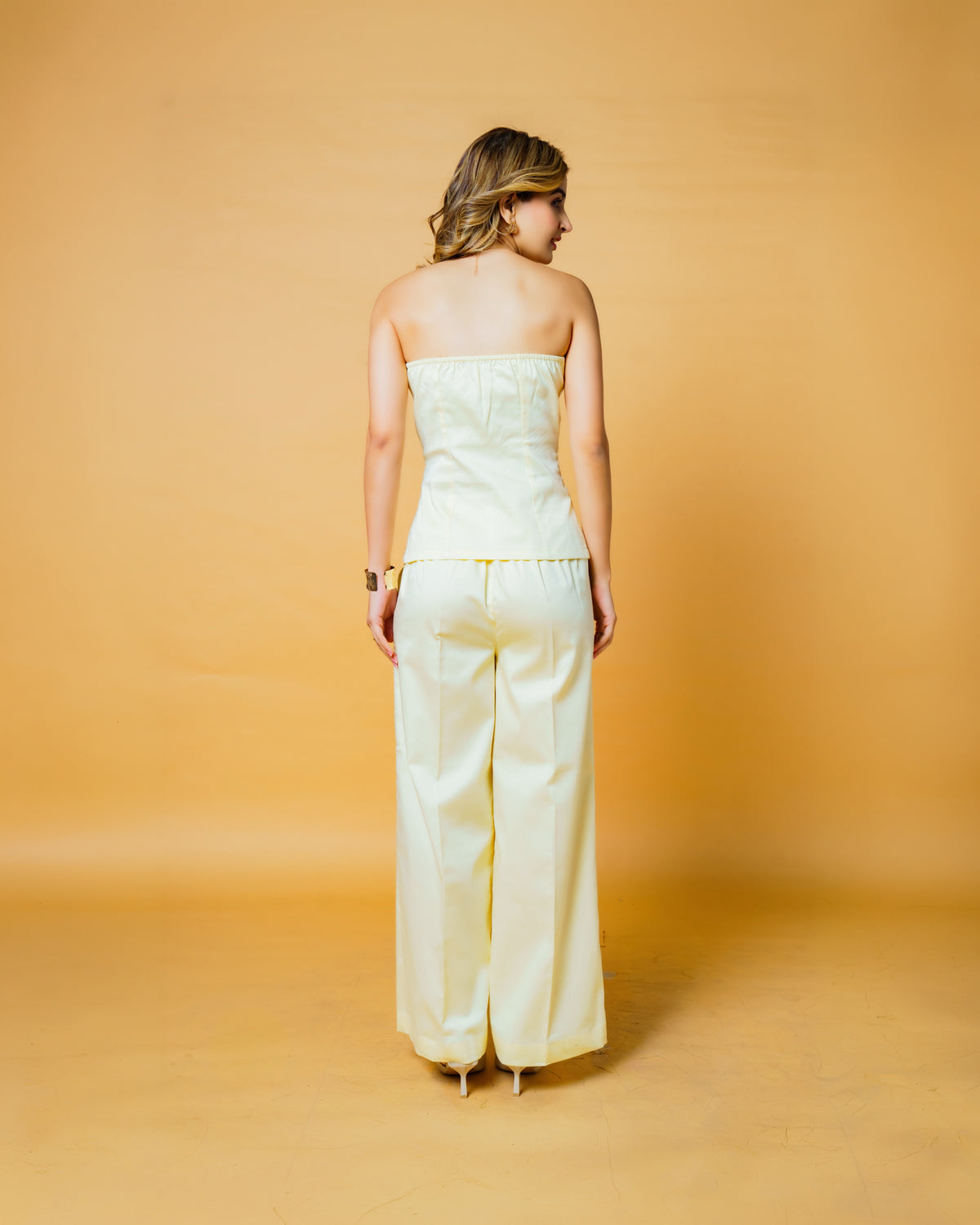 Pastel Yellow Off Shoulder Co-ord Set
