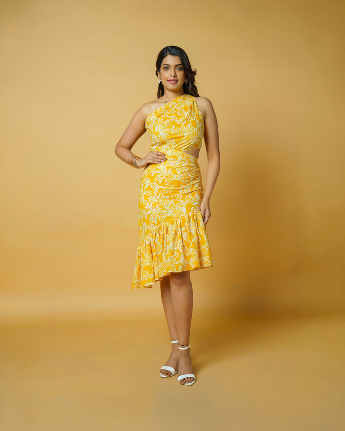 Yellow One Shoulder Dress