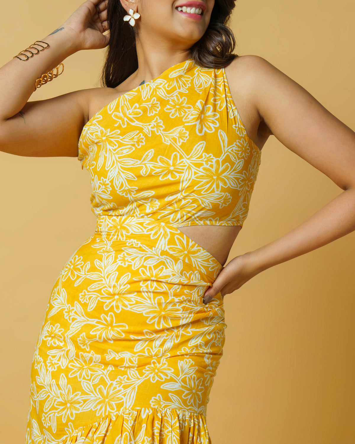 Yellow One Shoulder Dress