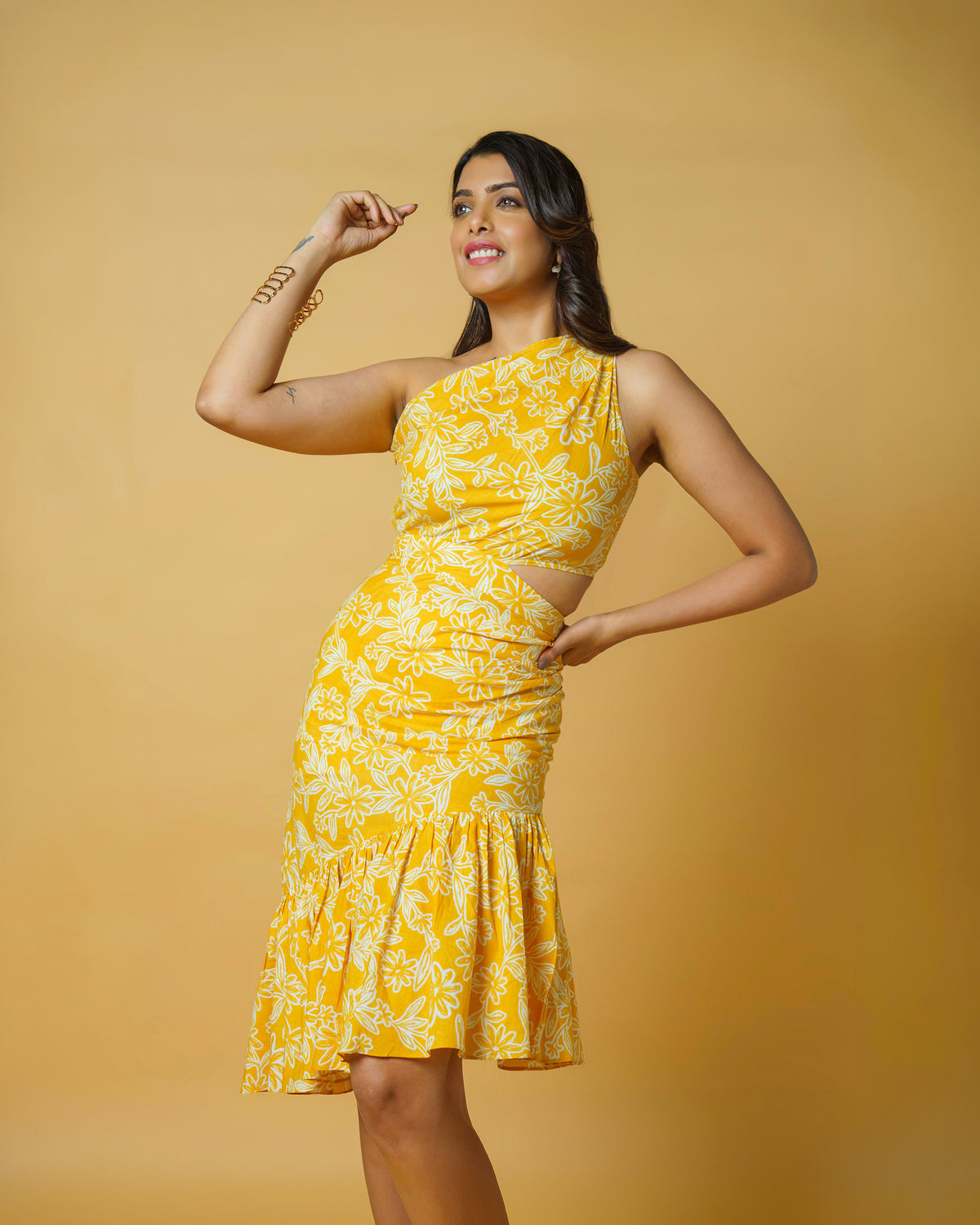 Yellow One Shoulder Dress